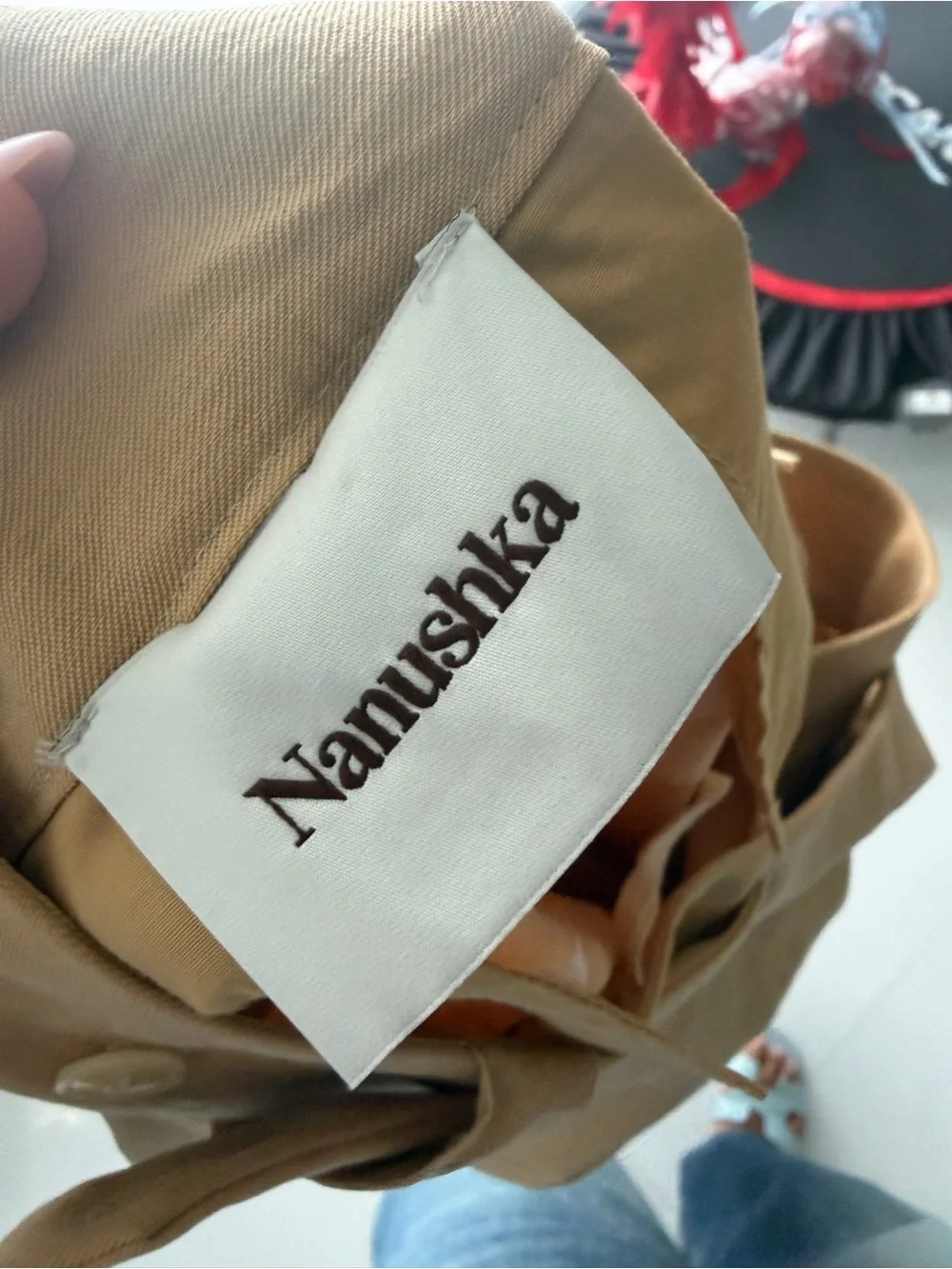 Nanushka Tan Wide-Leg Trousers with Side Ties — Size S